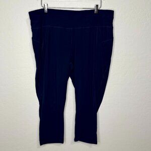 Livi Active Lane Bryant Blue Straight Leg Capri Legging Side Pockets Size 22 #41
